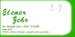elemer zehr business card